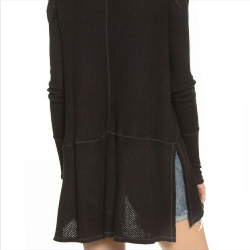 Free People Sunset Park Thermal Top Tunic Over Sized Black Bohemian Fall Winter - Picture 4 of 10